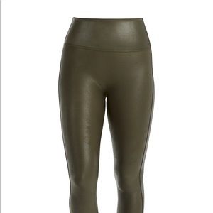 Spanx Faux Leather Olive Green Leggings
